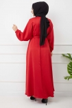 Ayrobin Saten Elbise - Kırmızı