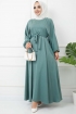 Ayrobin Saten Elbise 4626 - Çağla Yeşili